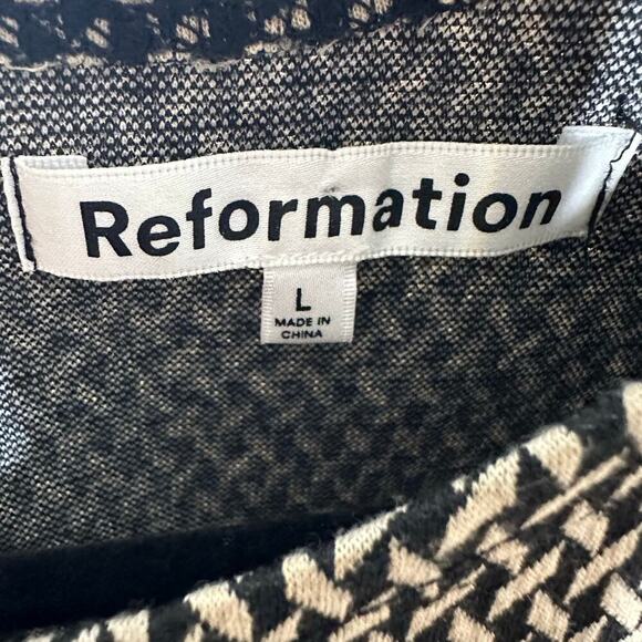 Reformation Suze Knit Mini Dress Women's Tan Black Size Large No Belt Size Large - Picture 7 of 8